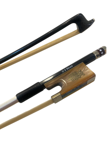 D Z Strad Violin Bow - Model 580 Carbon Fiber with Ox Horn Peacock Frog