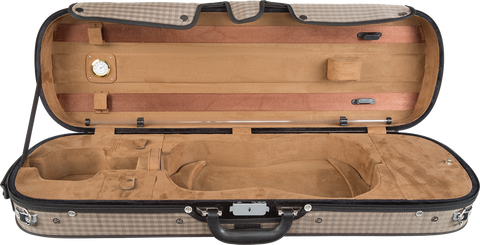 Core Wood Shell Violin Case - Checkered (4/4 Size) - Brown
