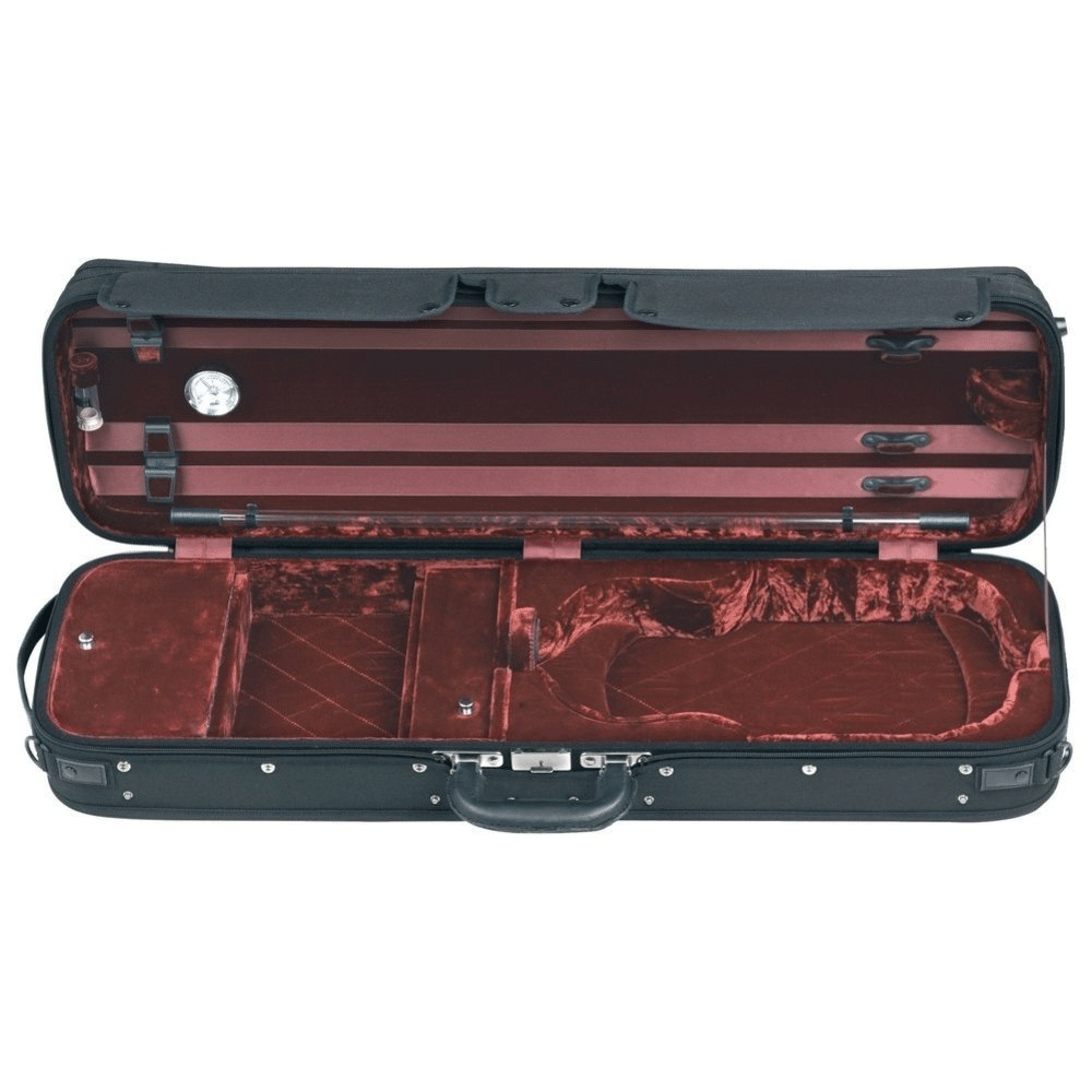 GEWA Violin Case, Atlanta, Oblong, 4/4, Black/Diamond-Pattern Red