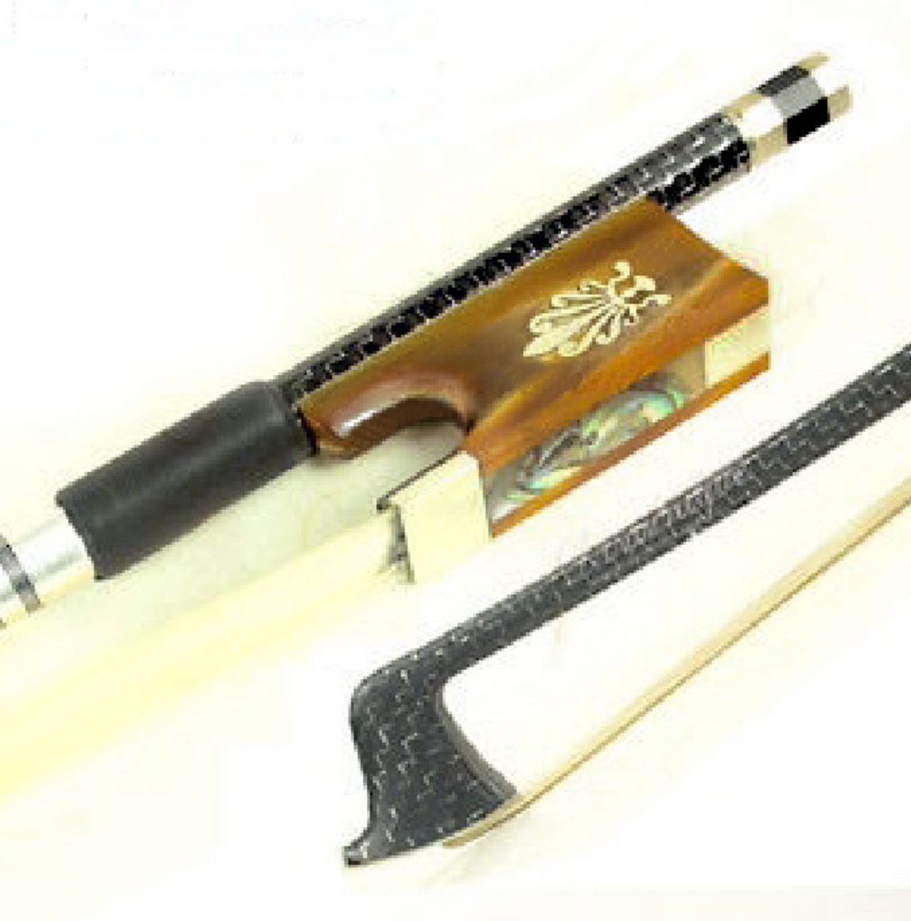 D Z Strad Violin Bow - Model 580 Carbon Fiber with Ox Horn Peacock Frog