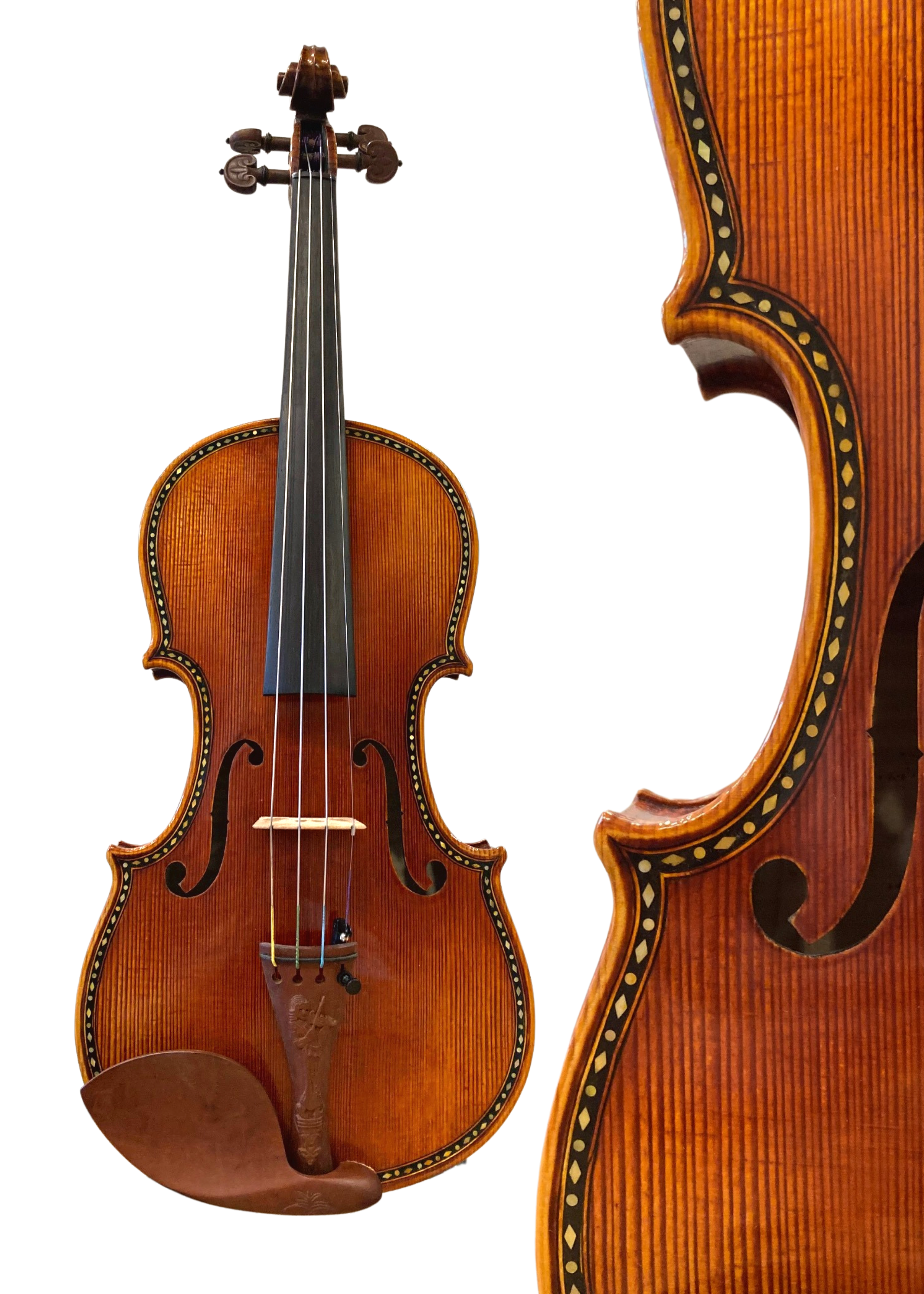 DZ Strad Violin - Model 601F - Double Purfling with Dot-and DZ Strad Violin - Model 601F - Double Purfling with Dot-and