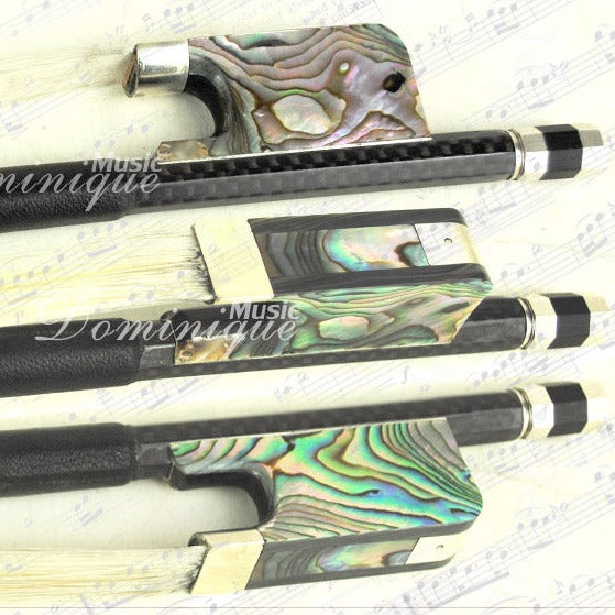 D Z Strad Cello Bow- Model 856- Carbon Fiber with Polished Abalone Frog (Full Size 4/4)